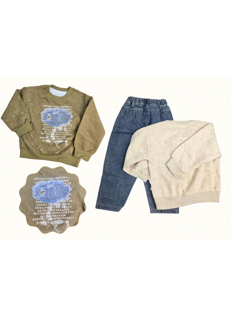MINIIMODZ Minii Modz Denim Pant & Full Sleeve Shirt Top Set for Boys | Ethnic Inspired Clothes | Pant Top Set for Boy | Best Gift for Diwali & Festivals - Image 2